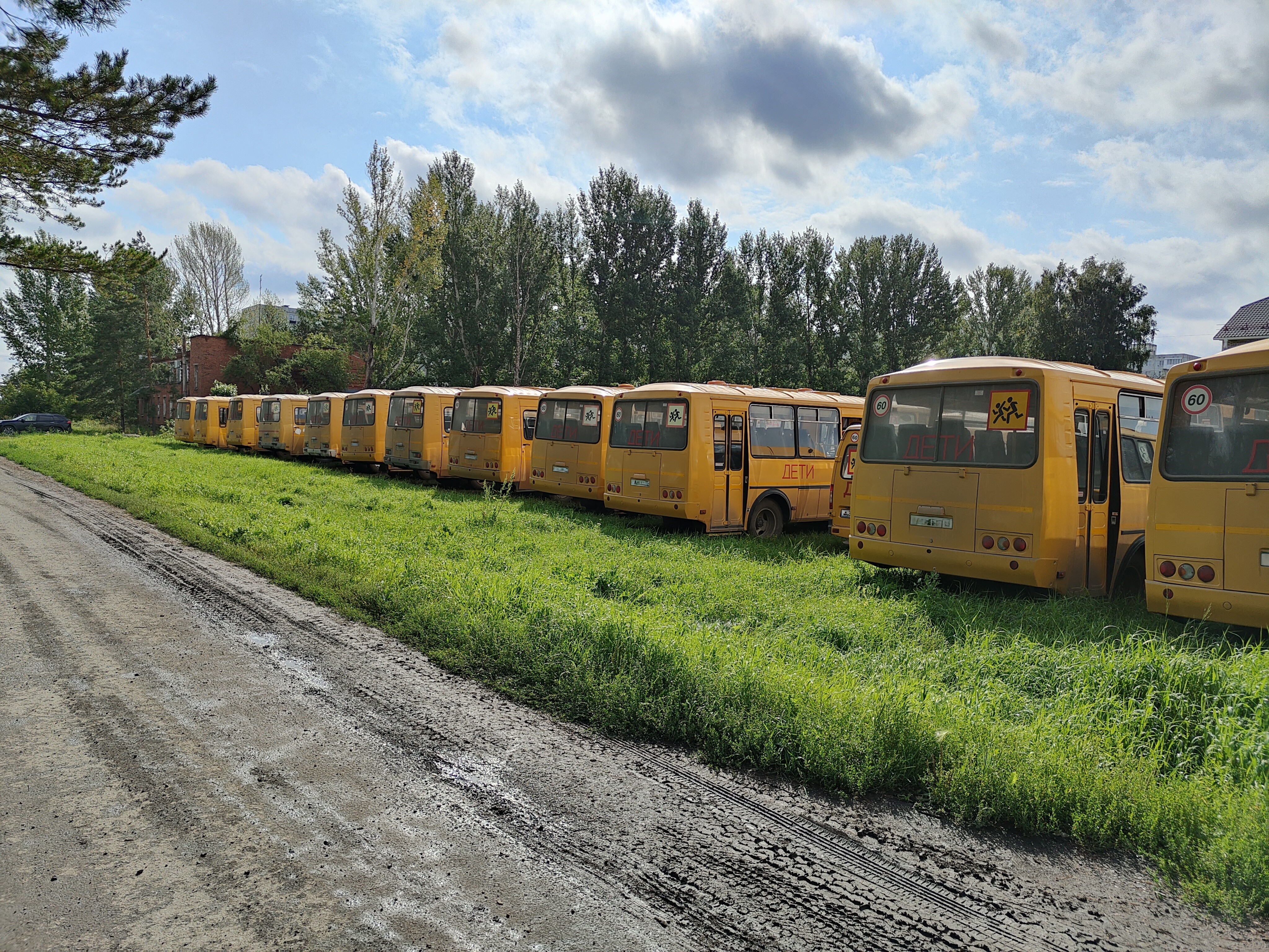 Линейка готовности автобусов школ Омского района Омской области к перевозке детей в новом учебном году